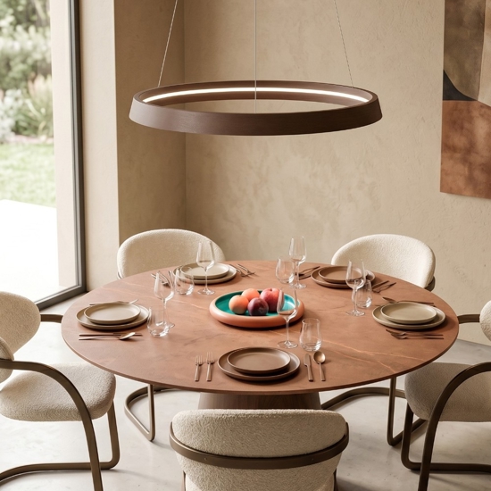 Lampadario moderno led circolare caffe spazzolato